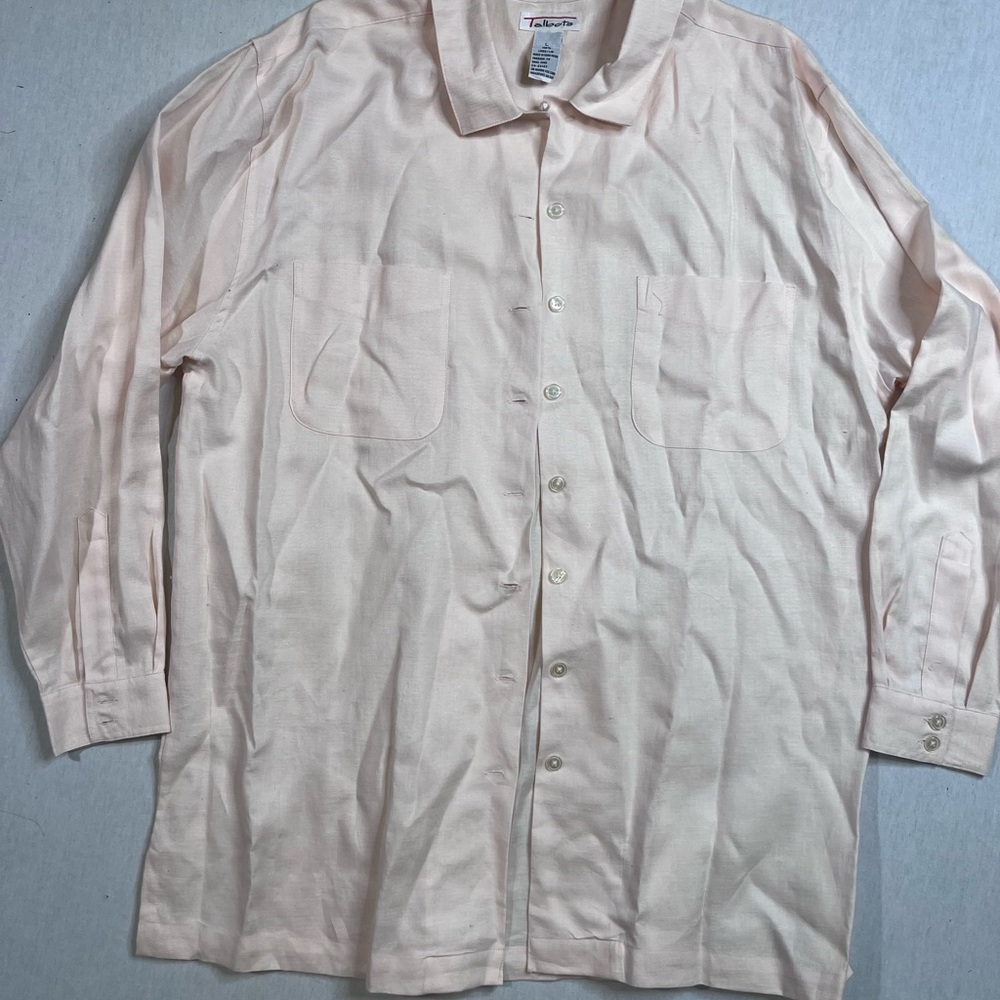 Talbots Light Pink blush Button-Up Shirt, 100% linen size large